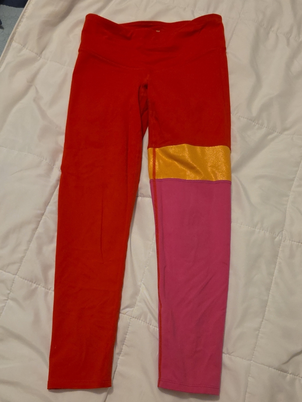 JoyLab Girls Red, Pink & Gold Colorblock Leggings